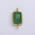 14K Gold plated Aventurine, Amethyst, Rose Quartz Dotted Bezel Rectangular Connector | G250 - G252