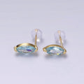 14K Gold plated Baby Blue, Blue CZ Marquise Stud Earrings | V057 V058
