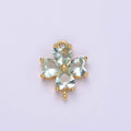 14K Gold plated Baby Blue, Teal, Blue, Mint, Green, Dark Blue, Fuchsia CZ Heart Petal Flower Connector in Gold & Silver | G-203 - G-216 - DLUXCA
