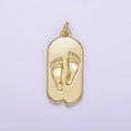 14K Gold plated Baby Footprint Chipped Oval Tag Charm | AG308 - DLUXCA