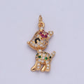 14K Gold plated Baby Woodland Reindeer Multicolor Micro Paved CZ Charm | X-199 - DLUXCA