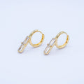 14K Gold plated Baguette CZ Drop Huggie Earrings | AD1189 