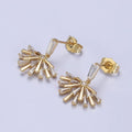 14K Gold plated Baguette Fan Drop Dangle Clear Stud Earrings | AB334 - DLUXCA