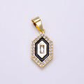 14K Gold plated Baguette Micro Paved CZ Enamel Geometric Pendant | AA1266 - DLUXCA