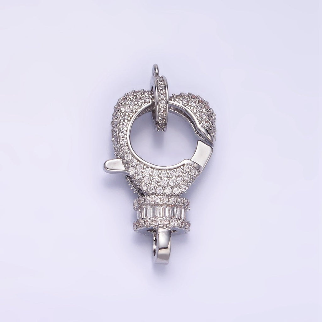 14K Gold plated Baguette Micro Paved CZ Lobster Clasps Closure Findings Set in Silver & Gold | Z816 Z815 - DLUXCA