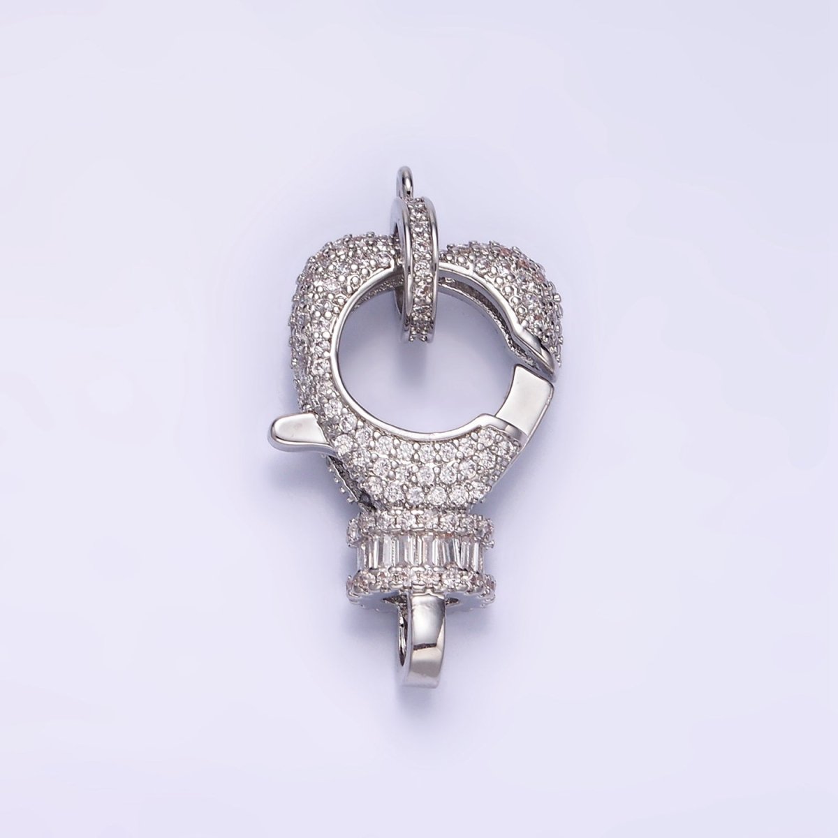 14K Gold plated Baguette Micro Paved CZ Lobster Clasps Closure Findings Set in Silver & Gold | Z816 Z815 - DLUXCA