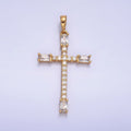 14K Gold plated Baguette Micro Paved CZ Religious Cross Pendant | AA1070 - DLUXCA