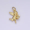 14K Gold plated Ball Running Cherub Baby Angel Charm in Gold & Silver | W495 - DLUXCA