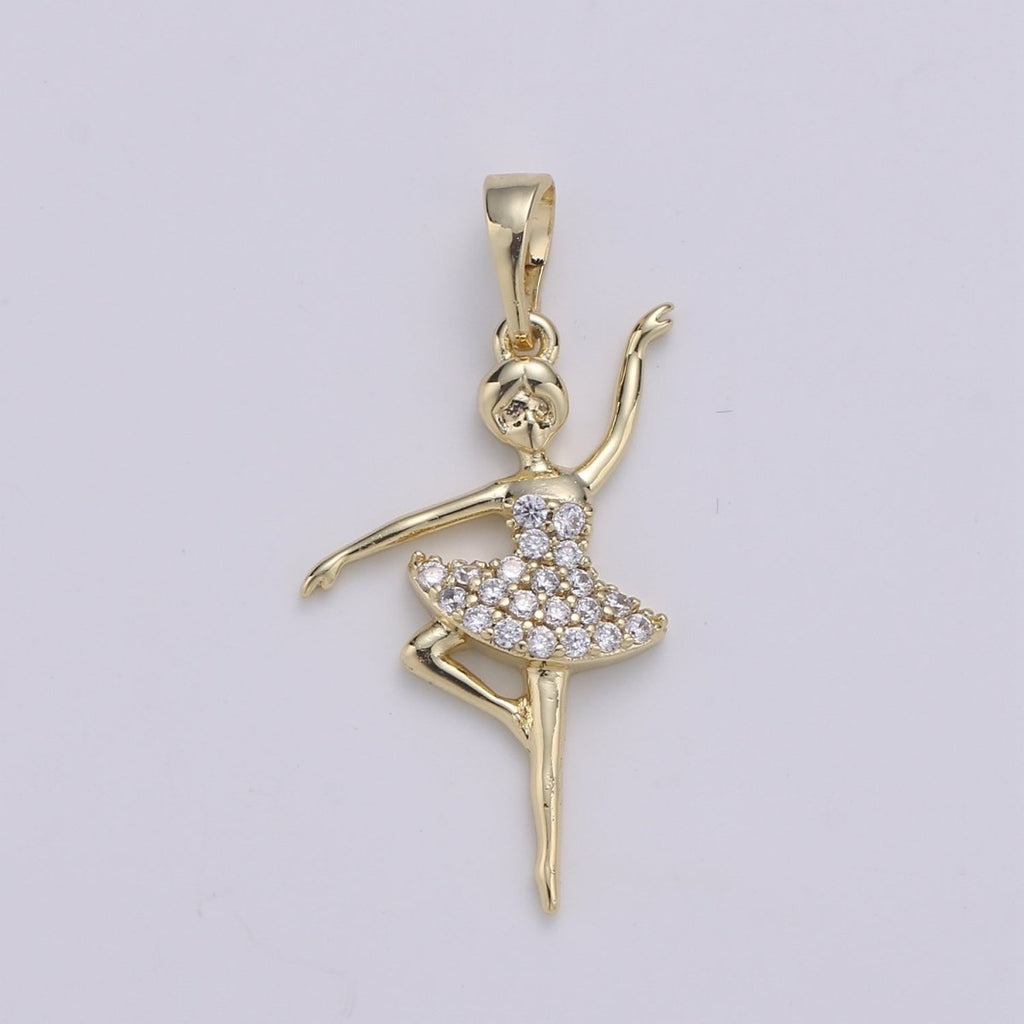 14K Gold plated Ballerina Pendants J-099 - DLUXCA