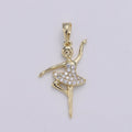 14K Gold plated Ballerina Pendants J-099 - DLUXCA