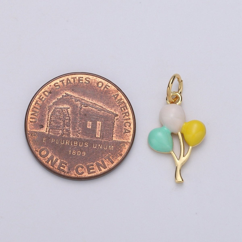 14K Gold plated Baloon charm for Bracelet Necklace Earring Charm. Dainty Baloon Pastel charm Enamel Jewelry for Kids D-755
