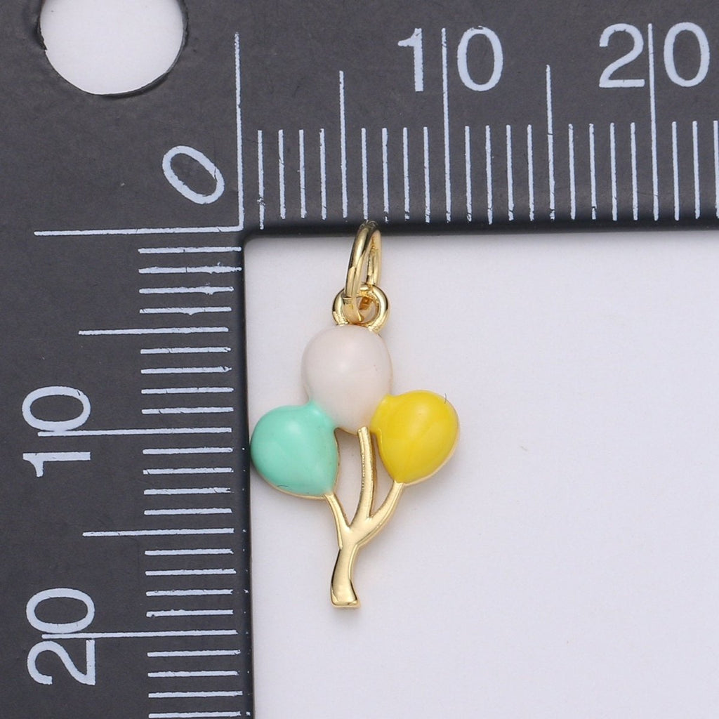 14K Gold plated Baloon charm for Bracelet Necklace Earring Charm. Dainty Baloon Pastel charm Enamel Jewelry for Kids D-755