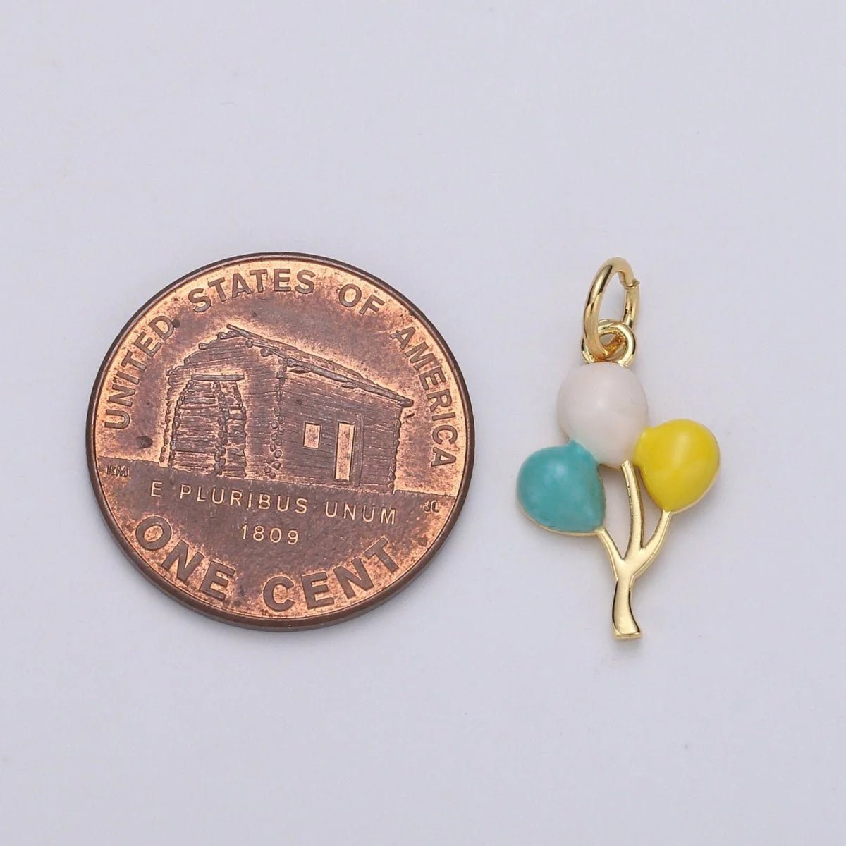 14K Gold plated Baloon charm for Bracelet Necklace Earring Charm. Dainty Baloon Pastel charm Enamel Jewelry for Kids D - 755 - DLUXCA