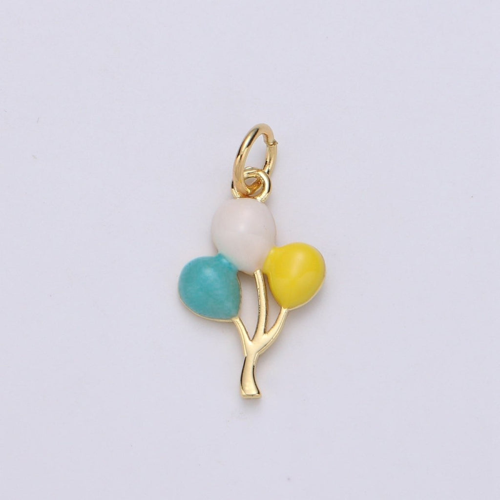 14K Gold plated Baloon charm for Bracelet Necklace Earring Charm. Dainty Baloon Pastel charm Enamel Jewelry for Kids D - 755 - DLUXCA