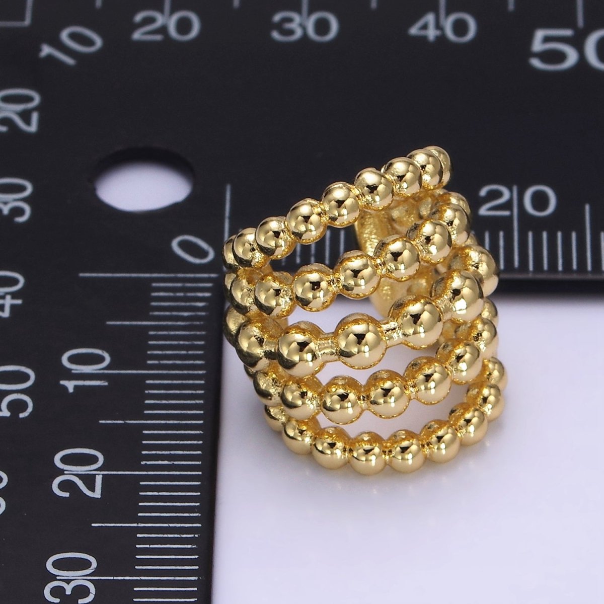 14K Gold plated Beaded Bubble Multiple Band Wide Ear Cuff Earrings | AI156 - DLUXCA