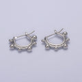 14K Gold plated Beaded Bubble Outline Latch Hoop Earrings in Gold & Silver | T-276 T-277 - DLUXCA