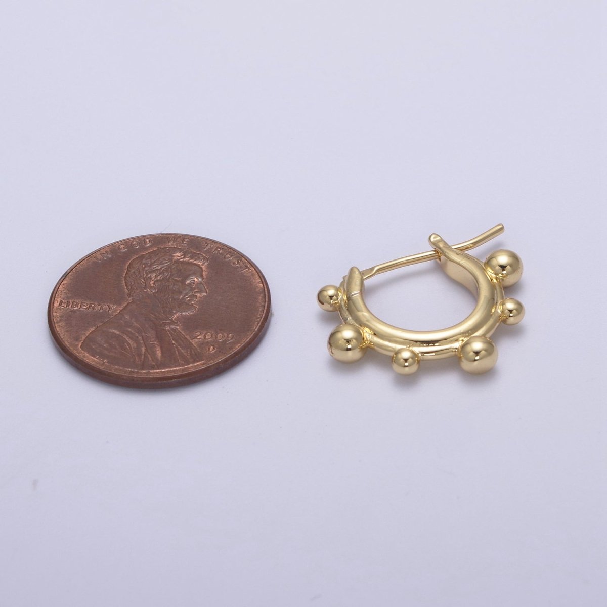 14K Gold plated Beaded Bubble Outline Latch Hoop Earrings in Gold & Silver | T-276 T-277 - DLUXCA