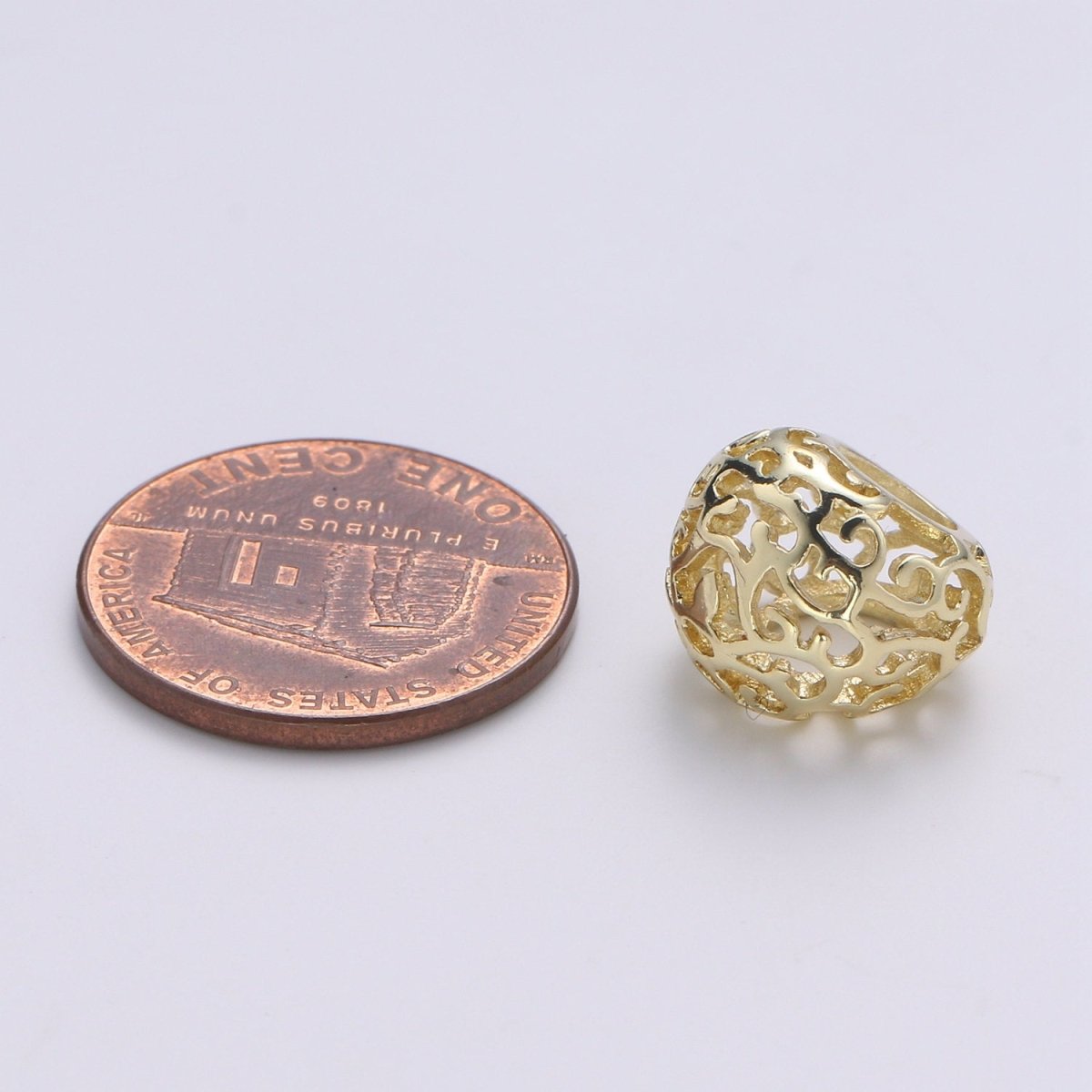 14k Gold plated Beads Gold Filigree Spacer Charm Beads for Bracelet Necklace Jewelry Making Supply, B-378 - DLUXCA
