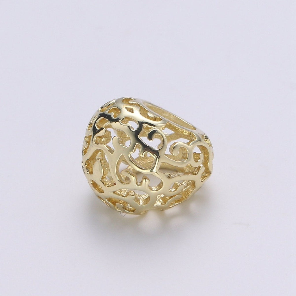 14k Gold plated Beads Gold Filigree Spacer Charm Beads for Bracelet Necklace Jewelry Making Supply, B-378 - DLUXCA