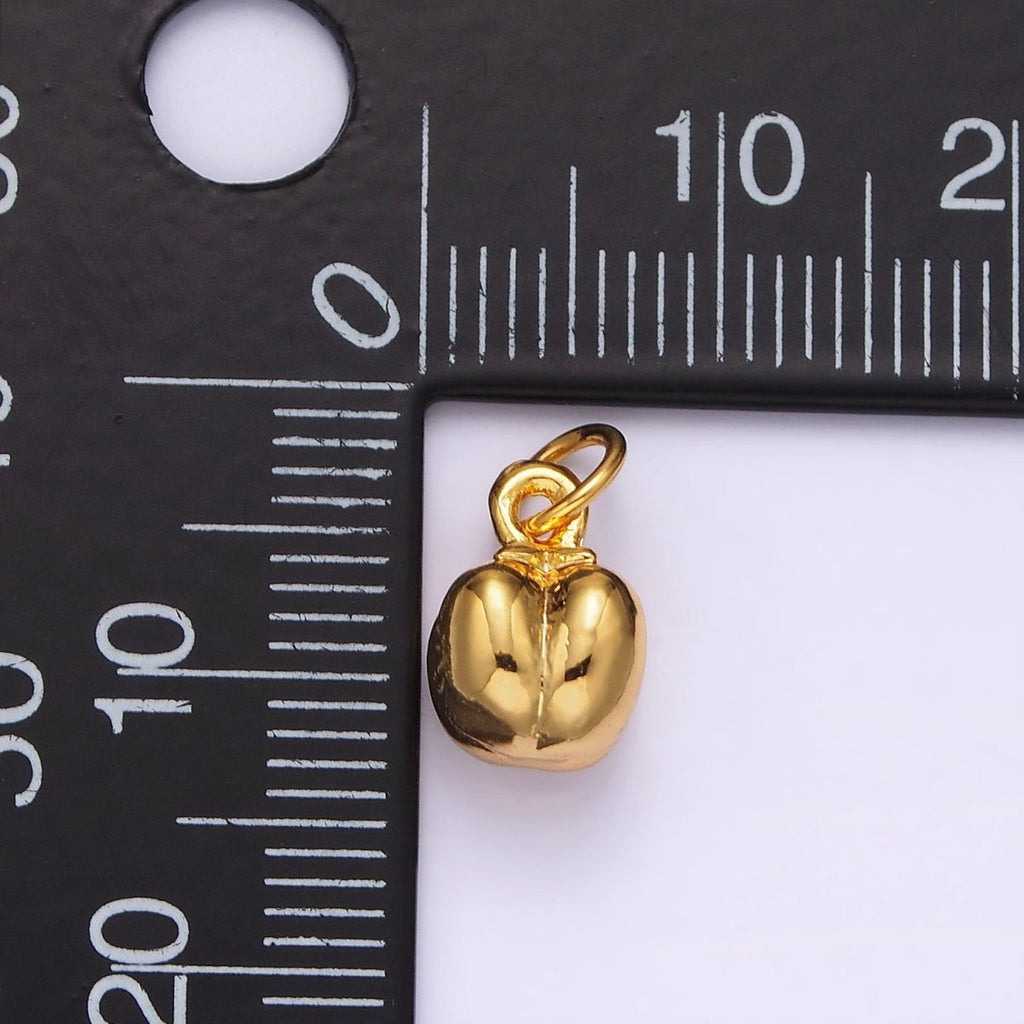 14K Gold plated Bell Pepper Paprika Fruit Puffed Minimalist Add-On Charm | AG404 - DLUXCA