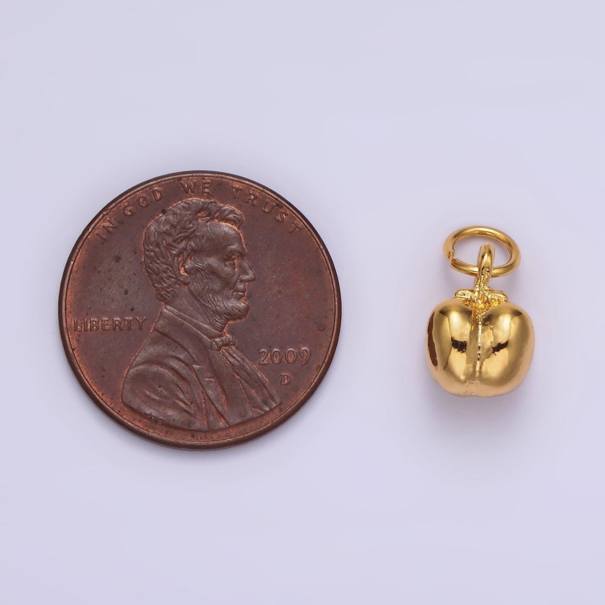 14K Gold plated Bell Pepper Paprika Fruit Puffed Minimalist Add-On Charm | AG404 - DLUXCA