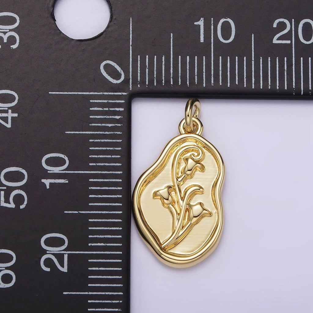 14K Gold plated Birth Flower September Morning Glory Personalized Charm | AG270 - DLUXCA