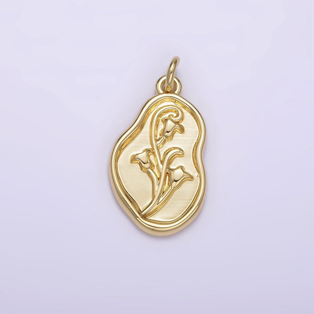 14K Gold plated Birth Flower September Morning Glory Personalized Charm | AG270 - DLUXCA