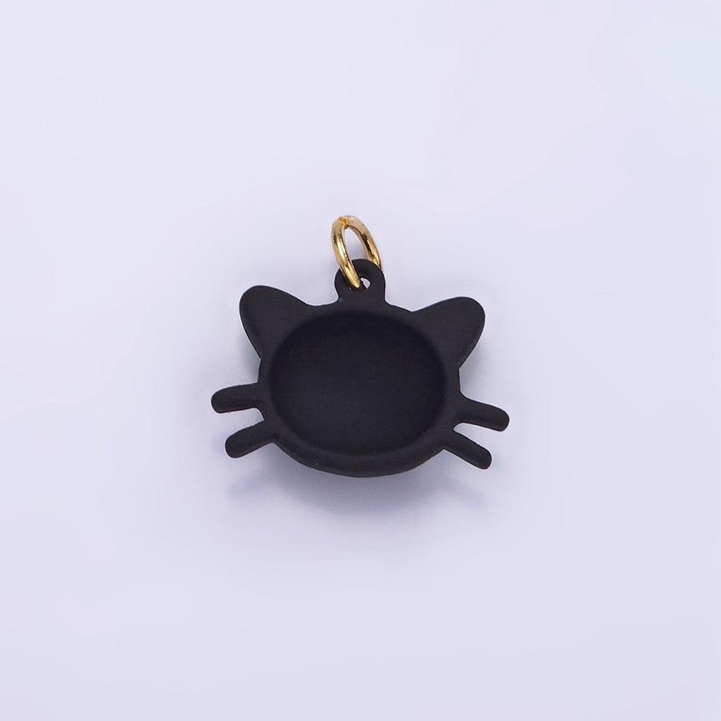 14K Gold plated Black Cat Kitten Pet Enamel Mini Charm | D557 - DLUXCA