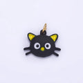 14K Gold plated Black Cat Kitten Pet Enamel Mini Charm | D557 - DLUXCA