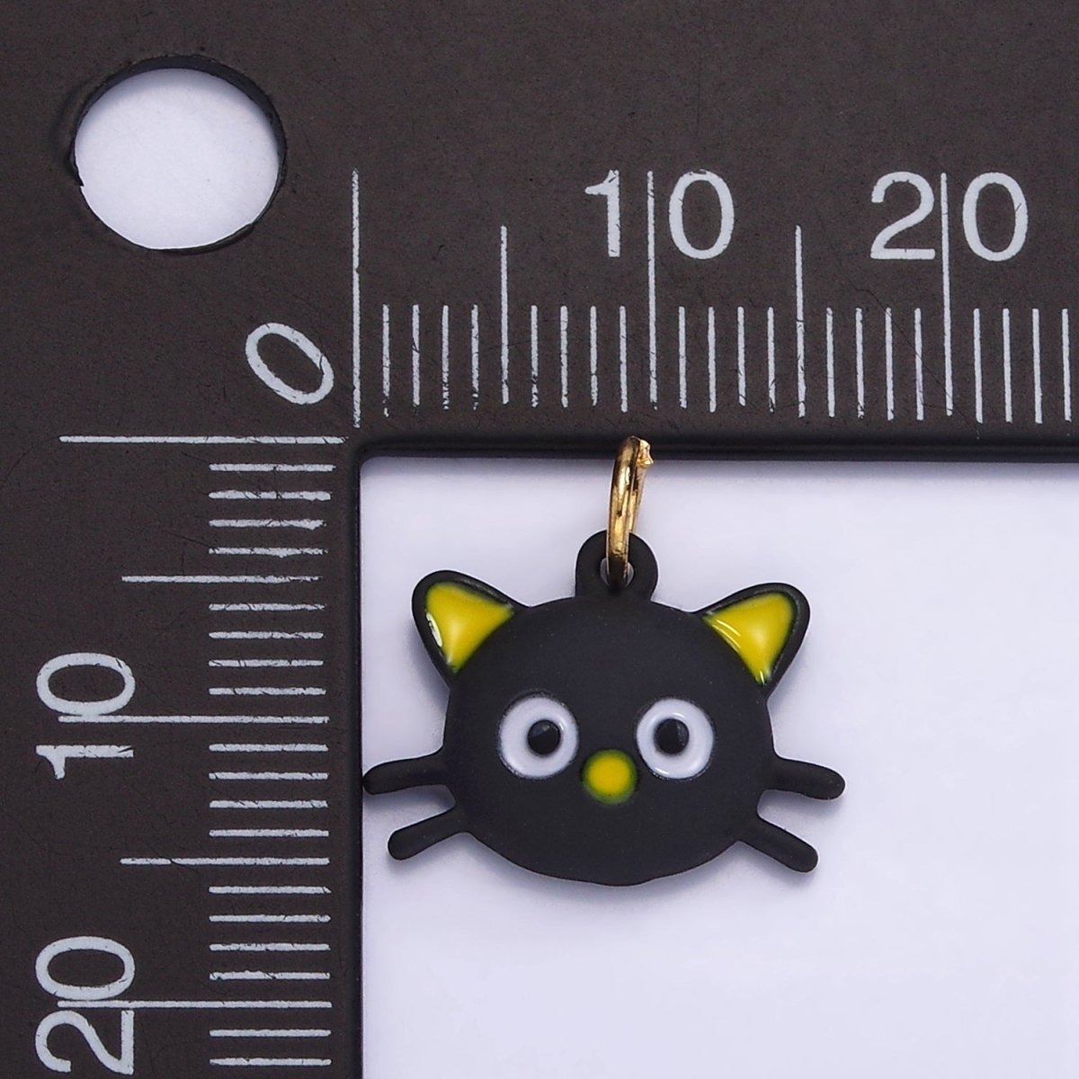 14K Gold plated Black Cat Kitten Pet Enamel Mini Charm | D557 - DLUXCA