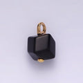 14K Gold plated Black Onyx Gemstone Multifaceted Square Pendant | AG448 - DLUXCA