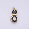 14K Gold plated Black, Purple CZ Bow-Tied Kitty Cat Animal Charm | AG496 AG497