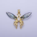 14K Gold plated Blue / Fuchsia Fairy Butterfly Swallowtail Wings Marquise Cubic Zirconia Pendant H-529 H-541