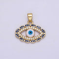 14K Gold plated Blue, Multicolor Evil Eye Open Micro Paved CZ Pendant | N1313 - DLUXCA