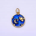 14K Gold plated Blue, Multicolor Pastel Enamel Galaxy Celestial Planet Stars Round Charm | AC1412 AC1413 - DLUXCA