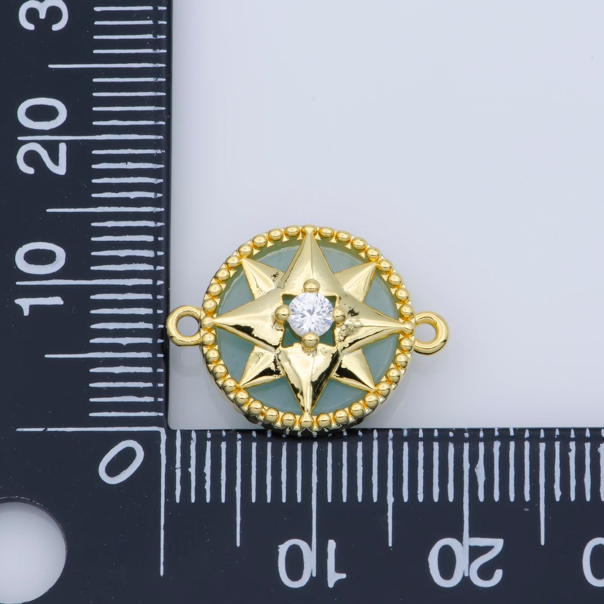 14K Gold plated Blue Stone Charm Connector, Gold Charm Connector, Birthstone Chain Connector, For Bracelets, Small Chain Connectors F-389 - DLUXCA