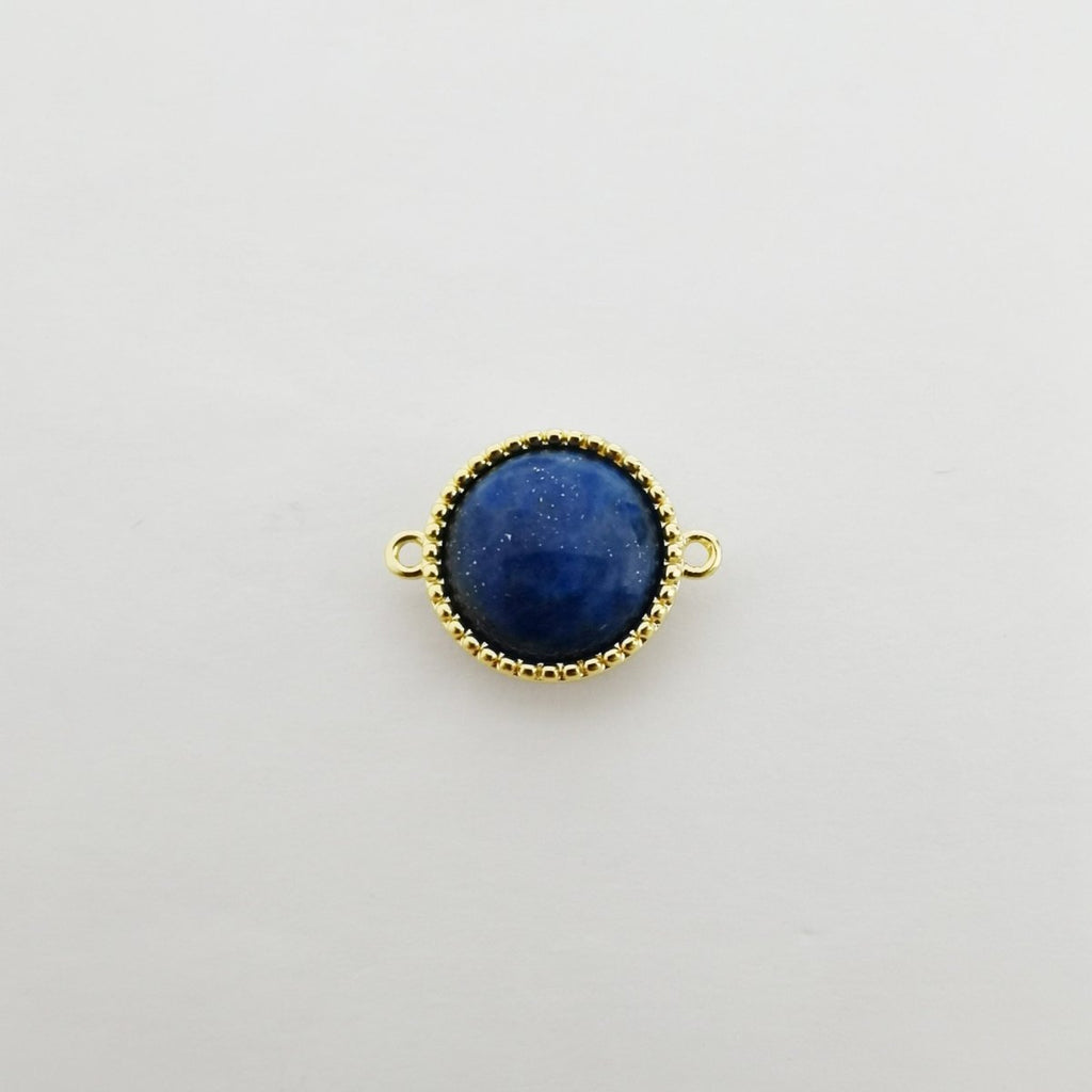 14K Gold plated Blue Stone Charm Connector, Gold Charm Connector, Birthstone Chain Connector, For Bracelets, Small Chain Connectors F-389 - DLUXCA
