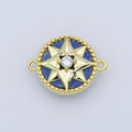 14K Gold plated Blue Stone Charm Connector, Gold Charm Connector, Birthstone Chain Connector, For Bracelets, Small Chain Connectors F-389 - DLUXCA
