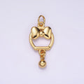 14K Gold plated Bow Ribbon Open Round Ball Drop Charm | AG650 - DLUXCA