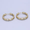 14K Gold plated Boxy Geometric Cable Chain Link Huggie Hoop Earrings | Y-013 - DLUXCA