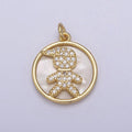 14K Gold plated Boy / Girl Charm Pendant, CZ Micro Pave Pearl Boy and Girl Pendant, Kids Charm, Cubic Zirconia, Charm Necklace N-798 N-799