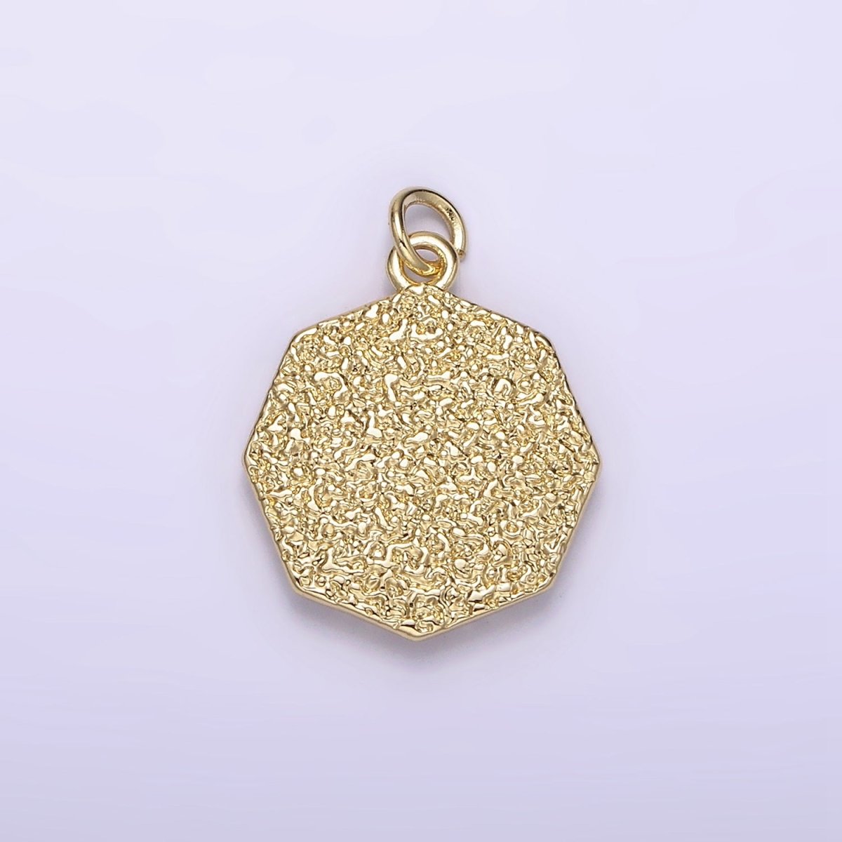 14K Gold plated Braided Girl Princess Mermaid Lady Portrait Cameo CZ Hammered Octagonal Charm | AG184 - DLUXCA
