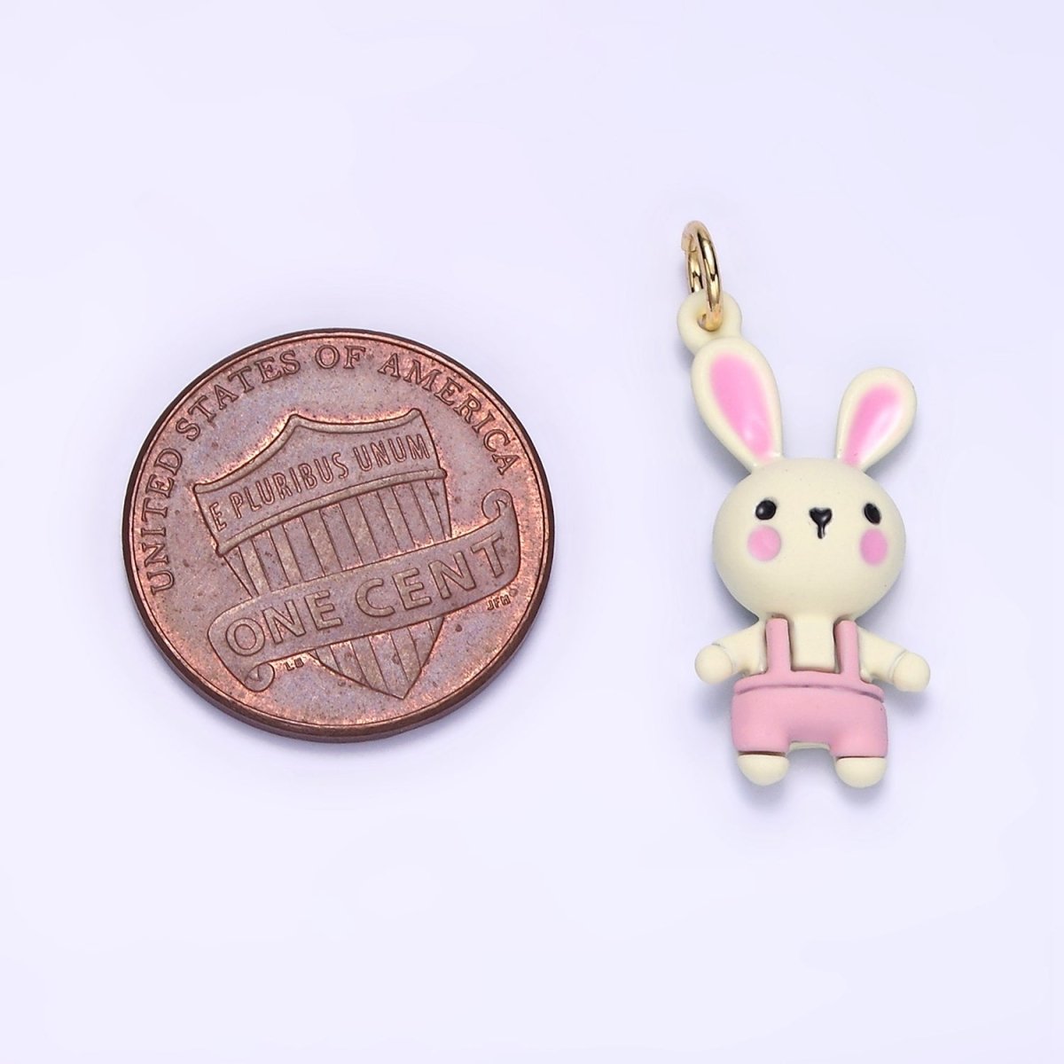 14K Gold plated Bunny Rabbit Overalls Mini Charm | D056 - DLUXCA