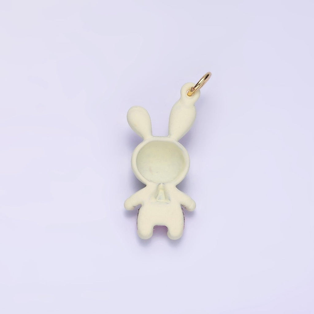 14K Gold plated Bunny Rabbit Overalls Mini Charm | D056 - DLUXCA