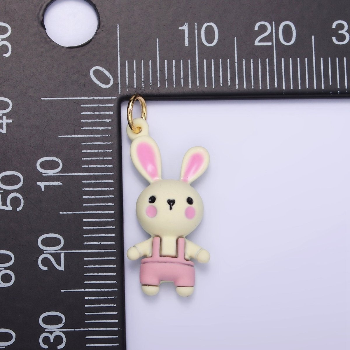 14K Gold plated Bunny Rabbit Overalls Mini Charm | D056 - DLUXCA