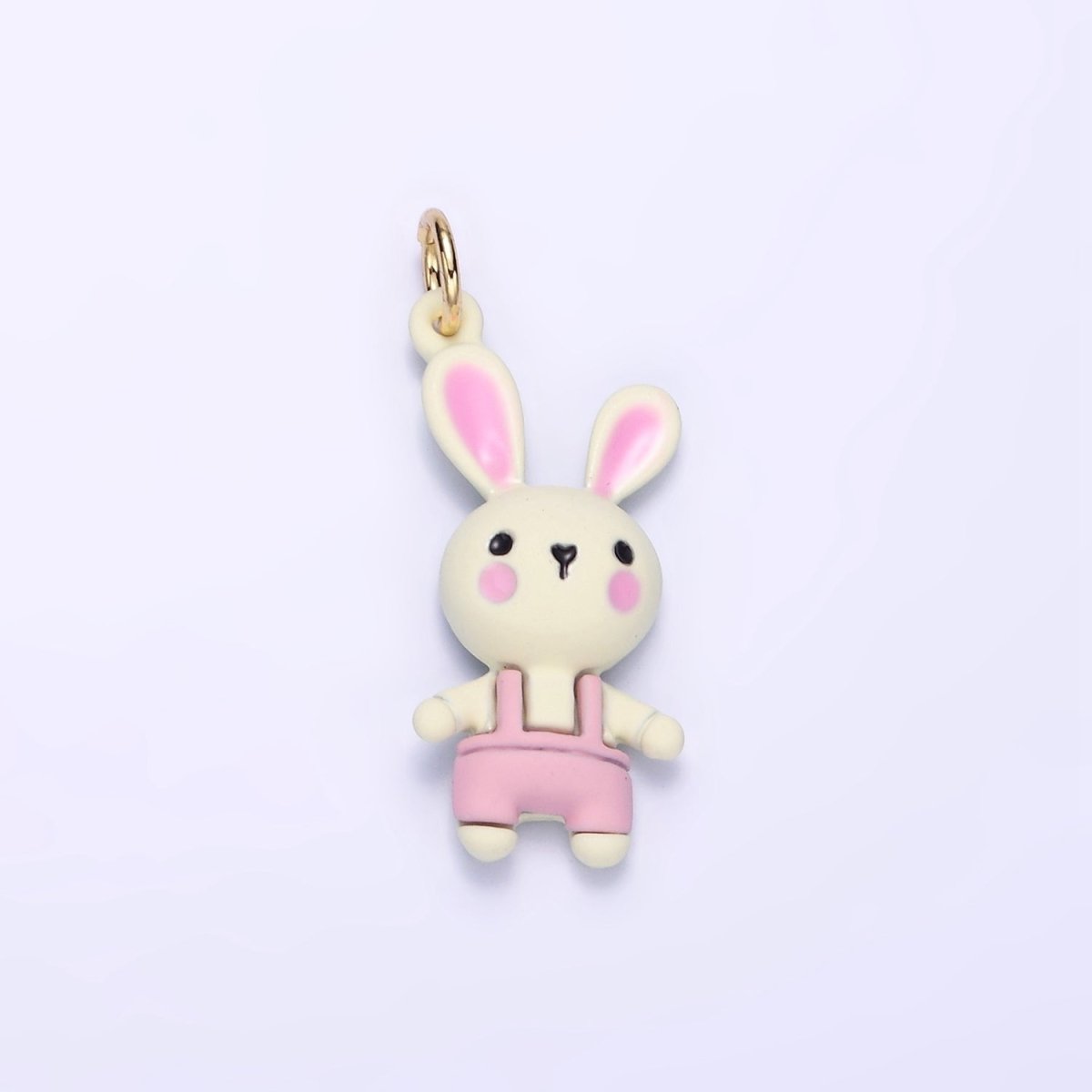 14K Gold plated Bunny Rabbit Overalls Mini Charm | D056 - DLUXCA