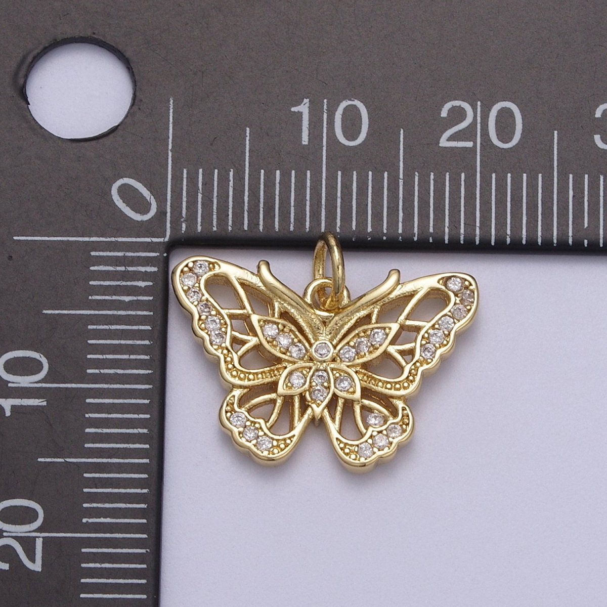 14k Gold plated Butterfly Charm Mini Mariposa Pendant Micro Pave Animal Insect Jewelry Inspired N-667 - DLUXCA