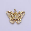 14k Gold plated Butterfly Charm Mini Mariposa Pendant Micro Pave Animal Insect Jewelry Inspired N-667 - DLUXCA