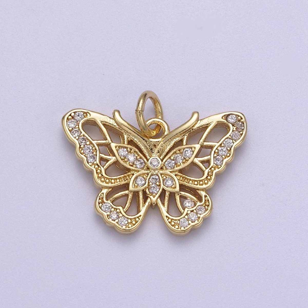14k Gold plated Butterfly Charm Mini Mariposa Pendant Micro Pave Animal Insect Jewelry Inspired N-667 - DLUXCA