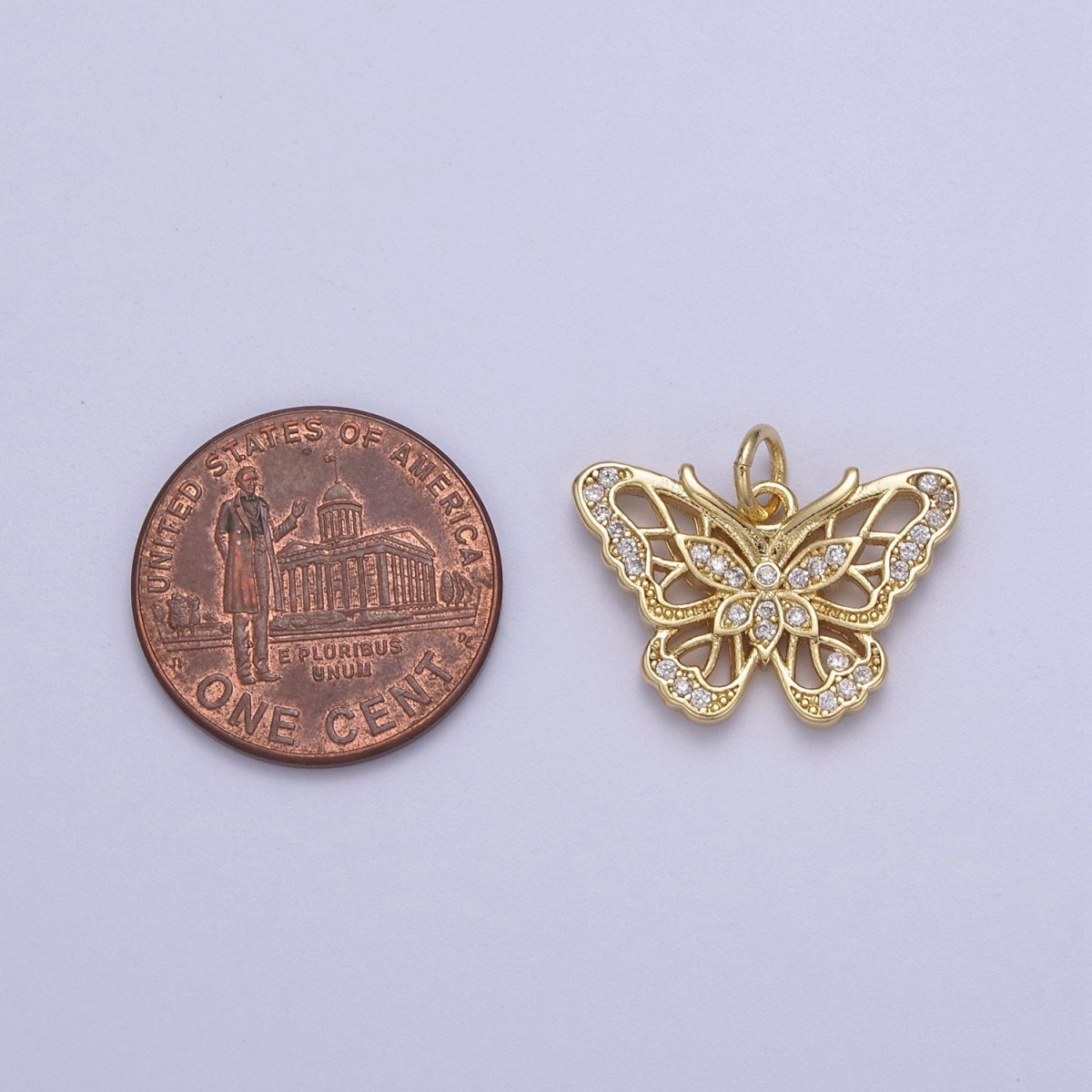 14k Gold plated Butterfly Charm Mini Mariposa Pendant Micro Pave Animal Insect Jewelry Inspired N-667 - DLUXCA